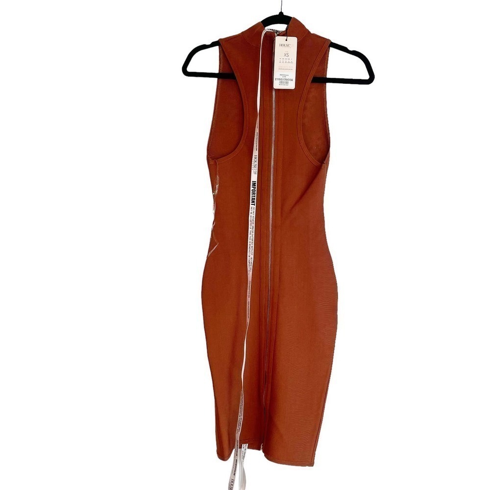 House of CB BODYCON DRESS AMALEA TAN SLEEVELESS CUT OUT XS NWT - Picture 5 of 8